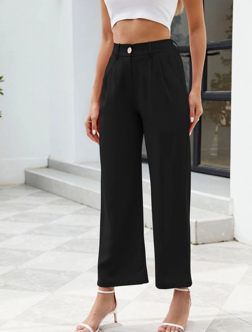 High Waist Straight Leg Pant - Black