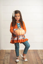 Load image into Gallery viewer, Kids Sage &amp; Pumpkin Ruffle Pocket Polka Dot Fall Pant Set
