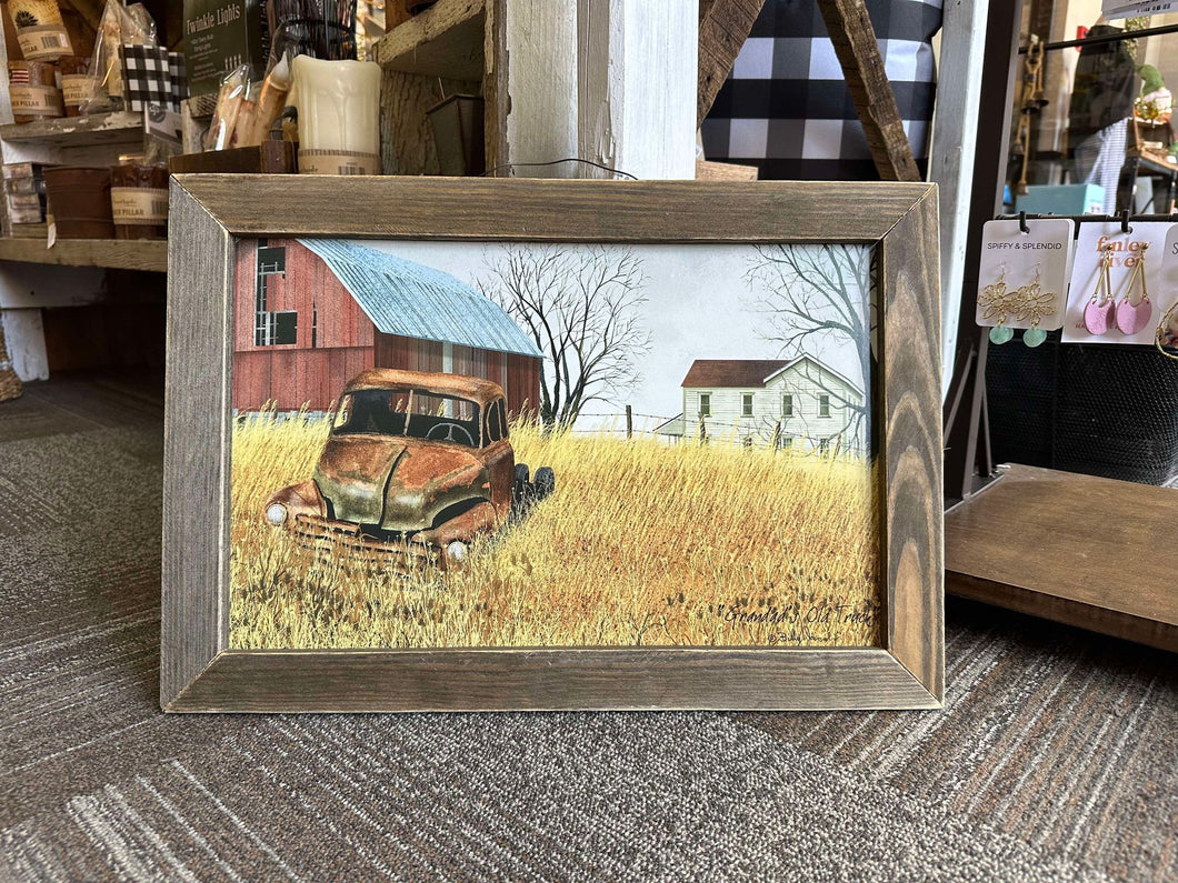 Grandad's Old Truck Lath Frame Print