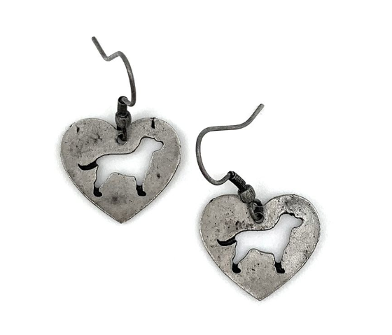 Pewter Earrings – Dog Silhouette in Heart