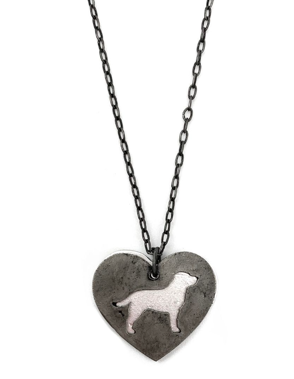 Pewter Necklace – Dog Silhouette in Heart