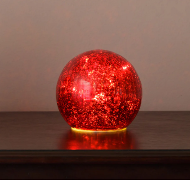 Lit Glass Ball - Small Red