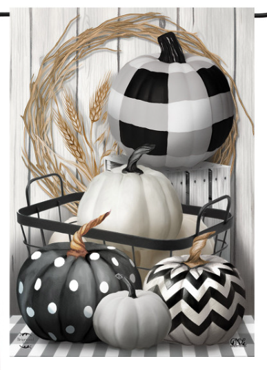 Black & White Pumpkins Fall Garden Flag