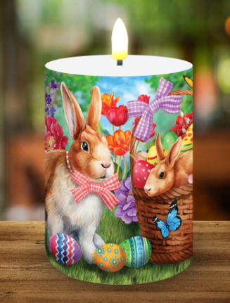 Bunnies and Basket Flameless Candle