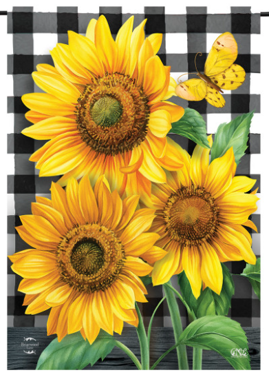 Checkered Sunflowers Garden Flag