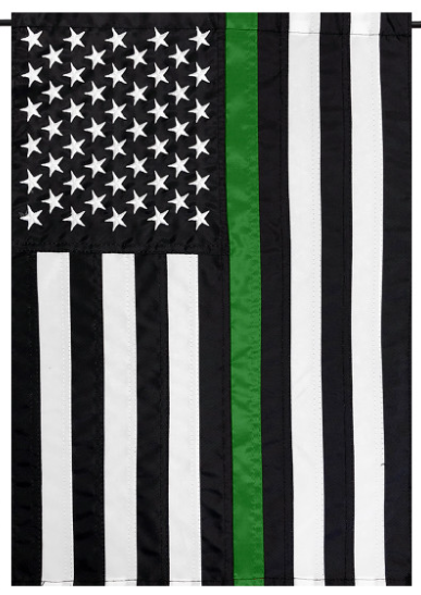 Thin Green Line Embroidered Garden Flag