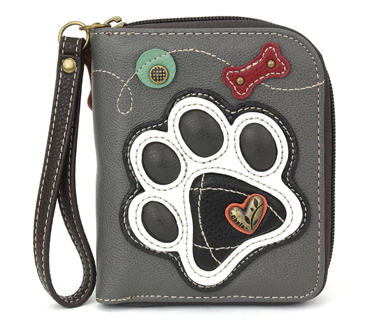 Zip Around Wallet - B&W Pawprint