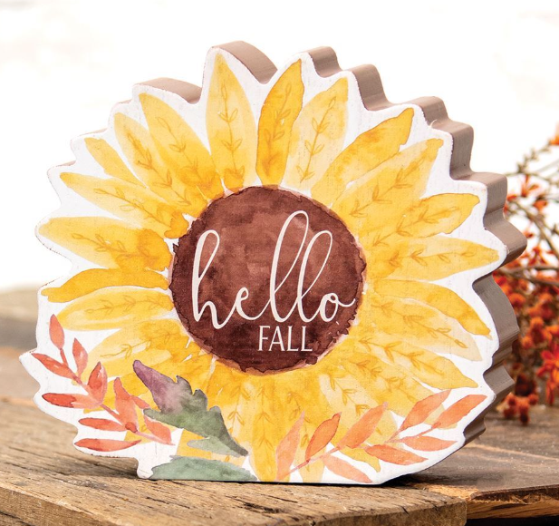 Hello Fall Chunky Watercolor Sunflower Sitter