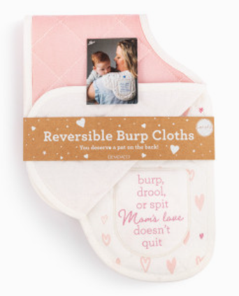 Burp Cloths Set of 2 - Pink Hearts