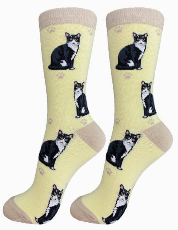 Black and White Cat Full Body Socks