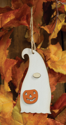 Ghost Gnome With Jack O Lantern Ornament