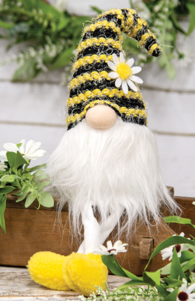 Fuzzy Bee Striped Dangle Leg Gnome Doll