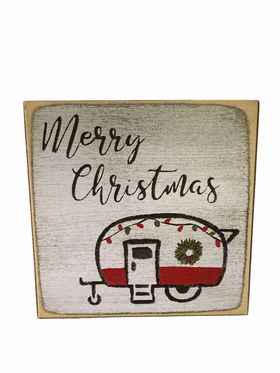 Merry Christmas Camper Block Sign - 4