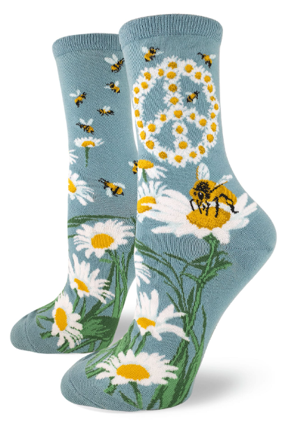 Give Bees a Change Women's Crew Socks - Slate Blue