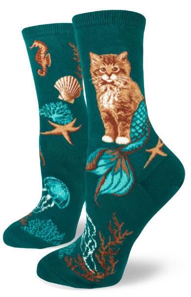 Purrmaids Women's Crew Socks - Deep Teal