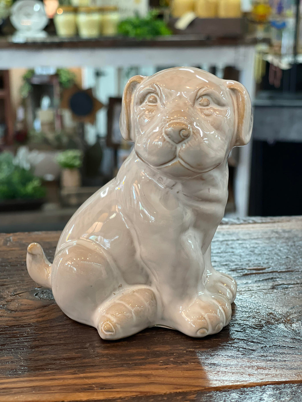 White Ceramic Dog Figurine