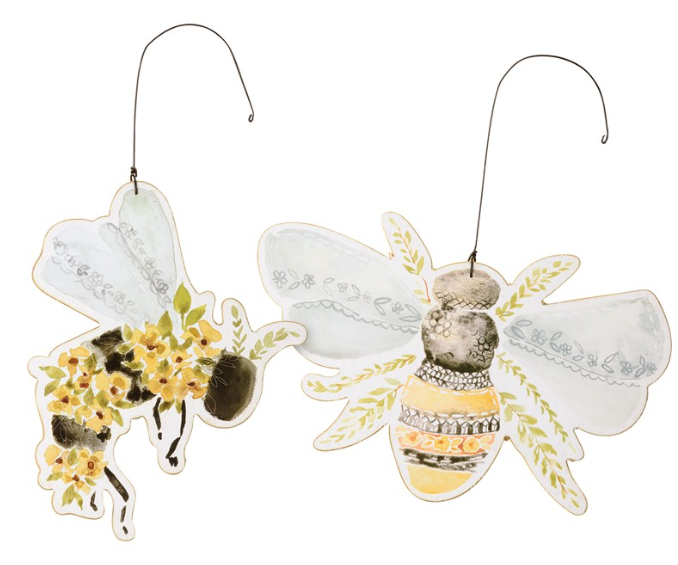 Floral Bees Ornament Set