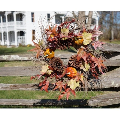 Fall Pumpkin Pinecone Wreath