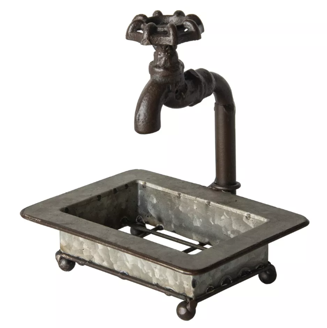 VIP Metal 7 in. Black Soap Dish with Faucet