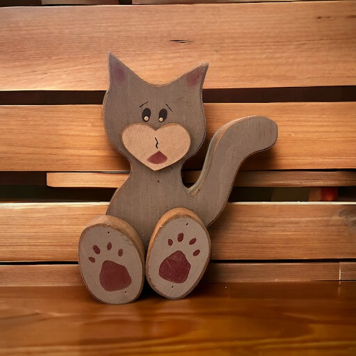 Wooden Sitting Cat