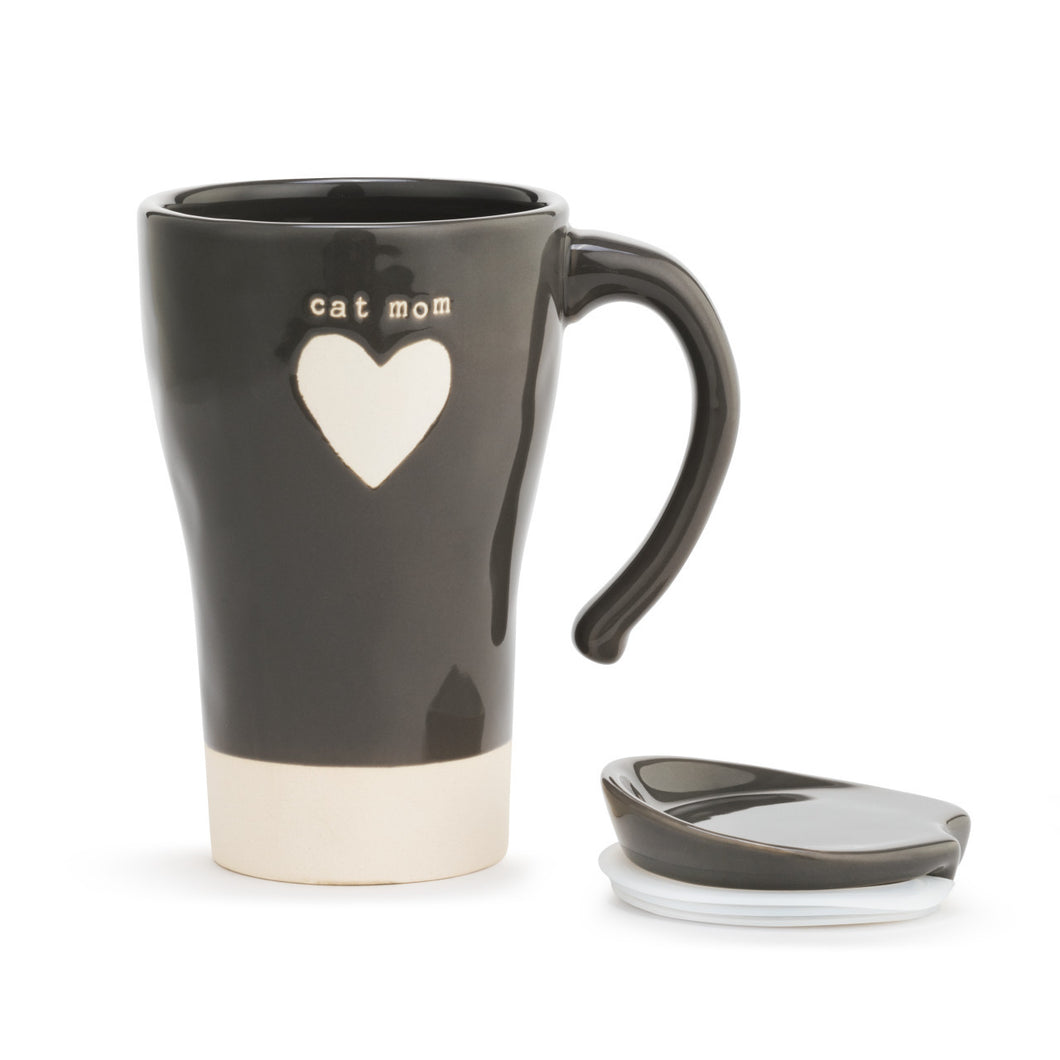 Cat Mom Heart Travel Mug