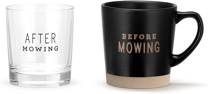 Mowing Mug and Rocks Glass Set