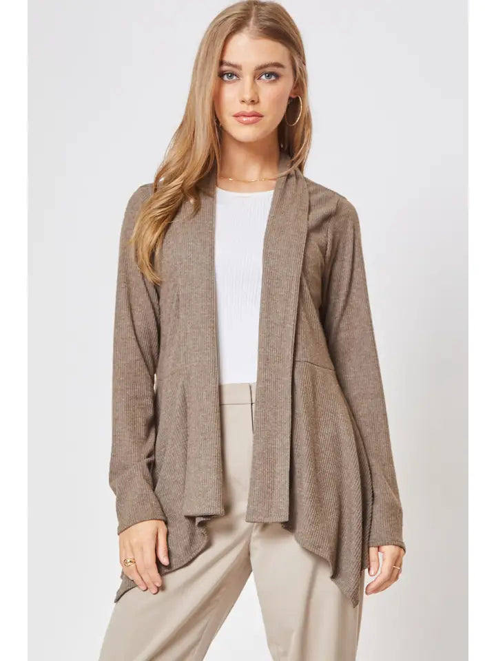 Handkerchief Hem Cardigan - Mocha