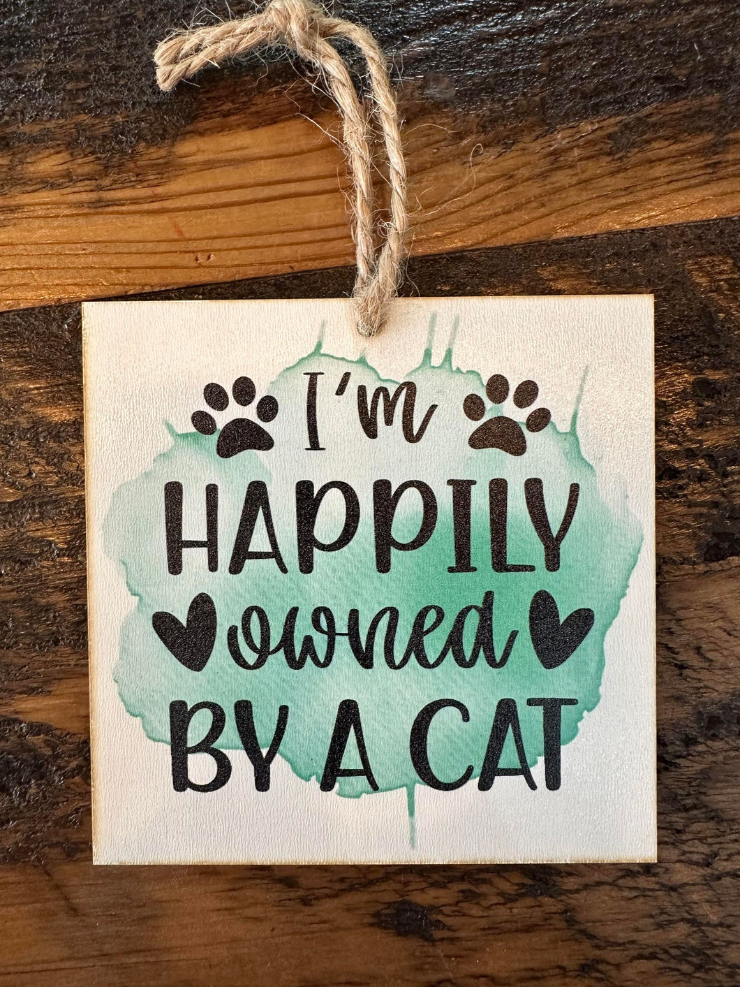 Owned By A Cat Wooden Hanging Decoration