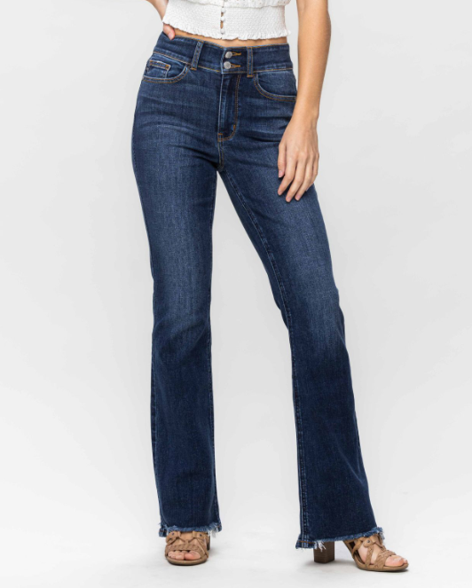 Judy Blue High Waisted Vintage Frayed Hem Bootcut Denim