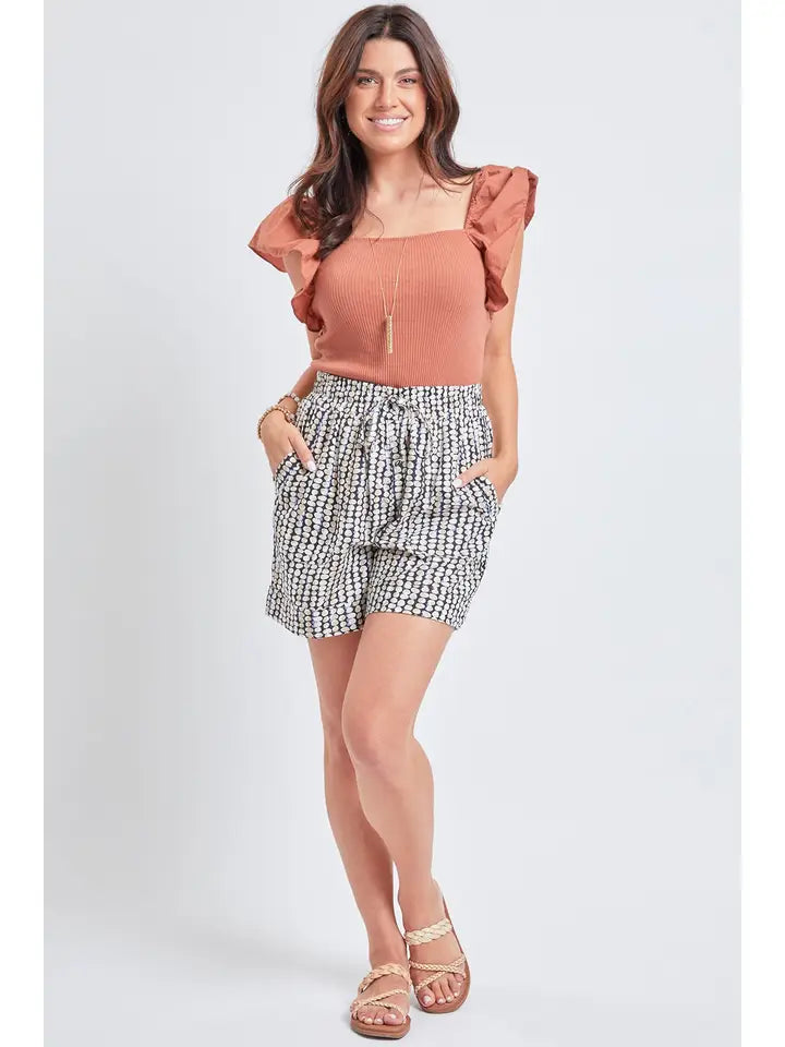 Pull On Cuffed Shorts - Pebbles