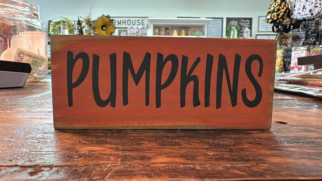 Fall and Halloween Themed Wooden Block Signs