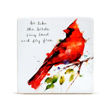 Load image into Gallery viewer, Spring Cardinal Stoneware Plaque Shelf Sitter
