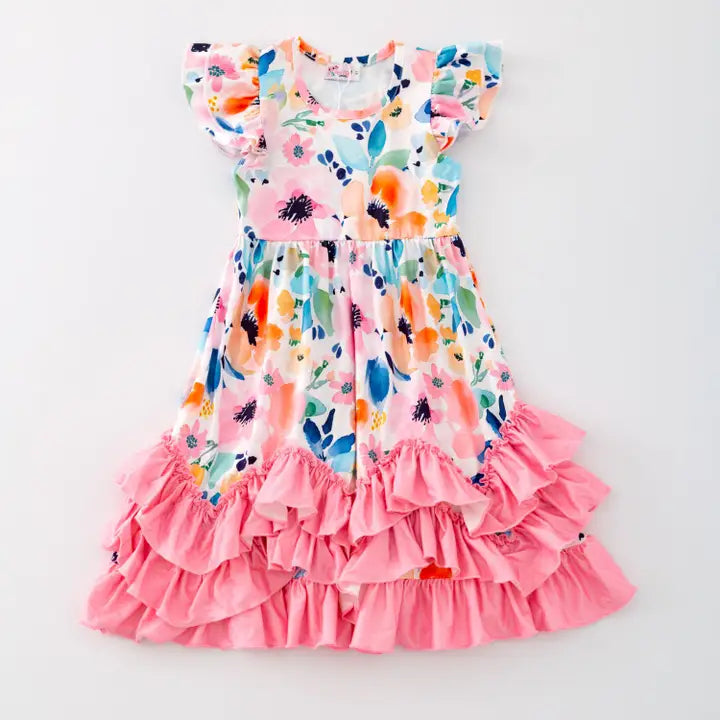 Watercolor Whisper Maxi Girls Dress